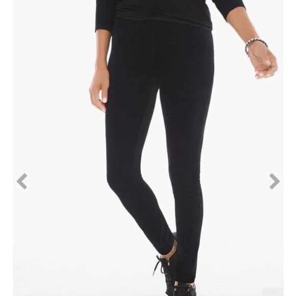 Chico's Zenergy Velour‎ Slim Pants Pull-On Stretch Comfort Dressy Black M - Picture 1 of 11